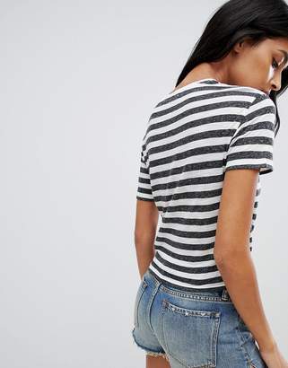 AllSaints knot front t-shirt in stripe