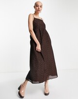 Thumbnail for your product : Glamorous trapeze midi cami dress in brown textured fabric