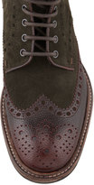 Thumbnail for your product : HUGO BOSS Lunno Suede & Leather Wing-Tip Ankle Boot, Green/Brown