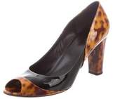 Thumbnail for your product : Gucci Patent Leather Peep-Toe Pumps