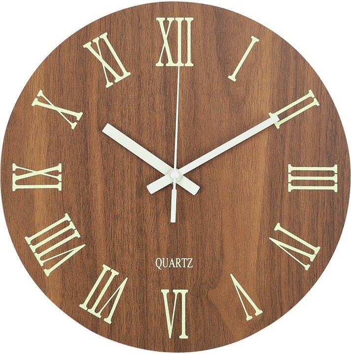 Living and Home 12Inch Modern Luminous Wood Silent Wall Clock ShopStyle