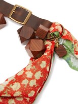 Thumbnail for your product : Preen by Thornton Bregazzi Wooden-bead Silk-blend Jacquard Scarf - Green