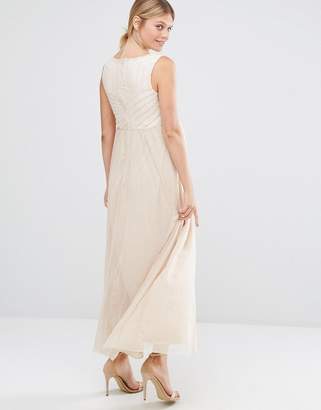 Queen Bee Sleeveless Maxi Dress With Geo Sequin Bodice And Tulle Skirt