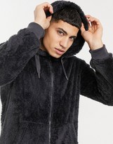 Thumbnail for your product : Soul Star teddy zip through hoodie in charcoal gray