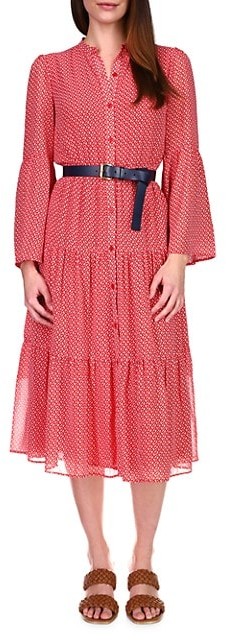 micro floral midi shirt dress