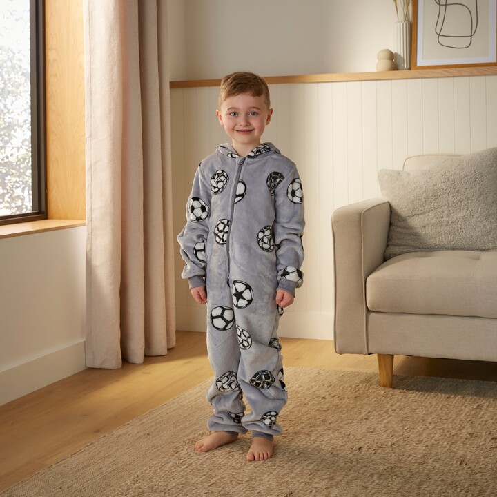 Dunelm Kids Grey Football Onesie, Size Large (43cm x 120cm