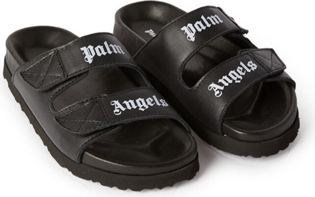 Palm Angels Black Print Double Strap Sandals