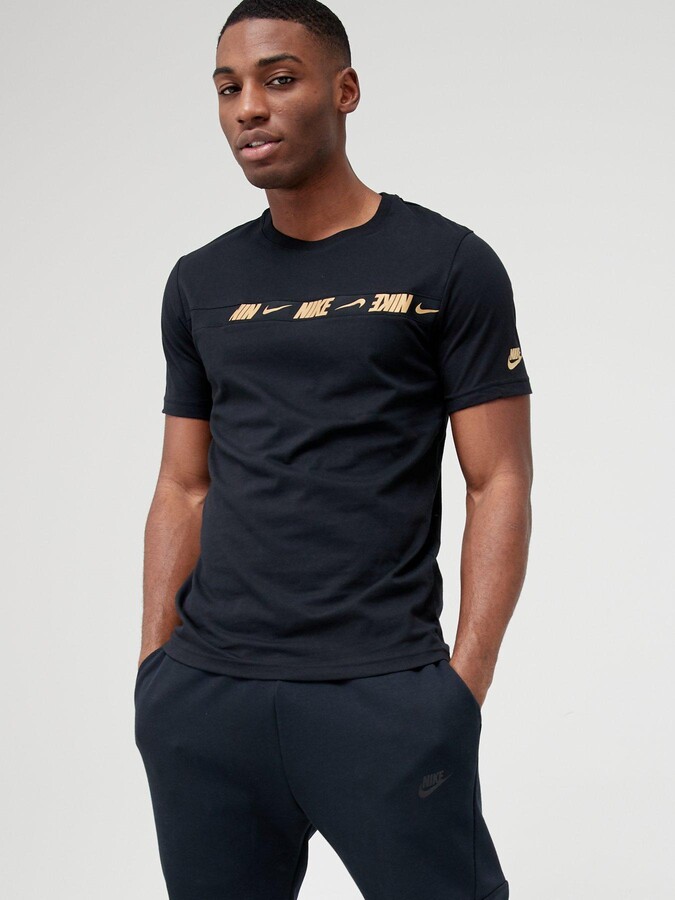 Nike Repeat Chest Tape T-Shirt - Black/Gold - ShopStyle