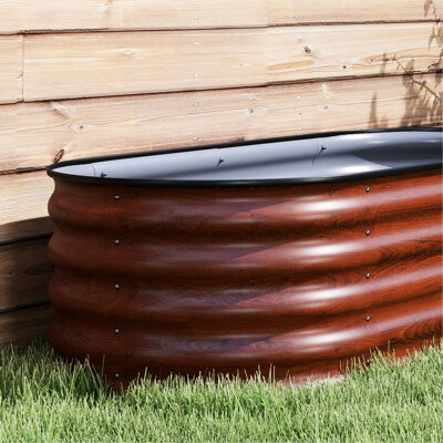 August Grove Galvanized Raised Garden Container Kit 6.5' X 2' 1.4' Brown. Outdoor Metal Elevated Planter With Border For Flower Herb & Vegetable Cultivation.
