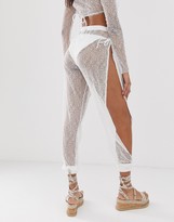 Thumbnail for your product : ASOS DESIGN DESIGN beach trousers with split sides in webbed jersey lace co-ord