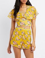 Thumbnail for your product : Charlotte Russe Floral Fluttery Crop Top