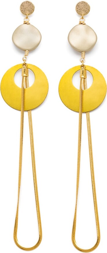 Rejected Hearts Club Gold Devi Goddess Snake Chain Dangle Earrings