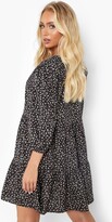 Thumbnail for your product : boohoo 3/4 Sleeve Crew Neck Smock Dress