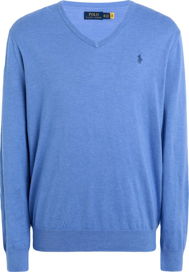 Polo Ralph Lauren Slim Fit Cotton V-neck Sweater Sweater Pastel Blue -  ShopStyle