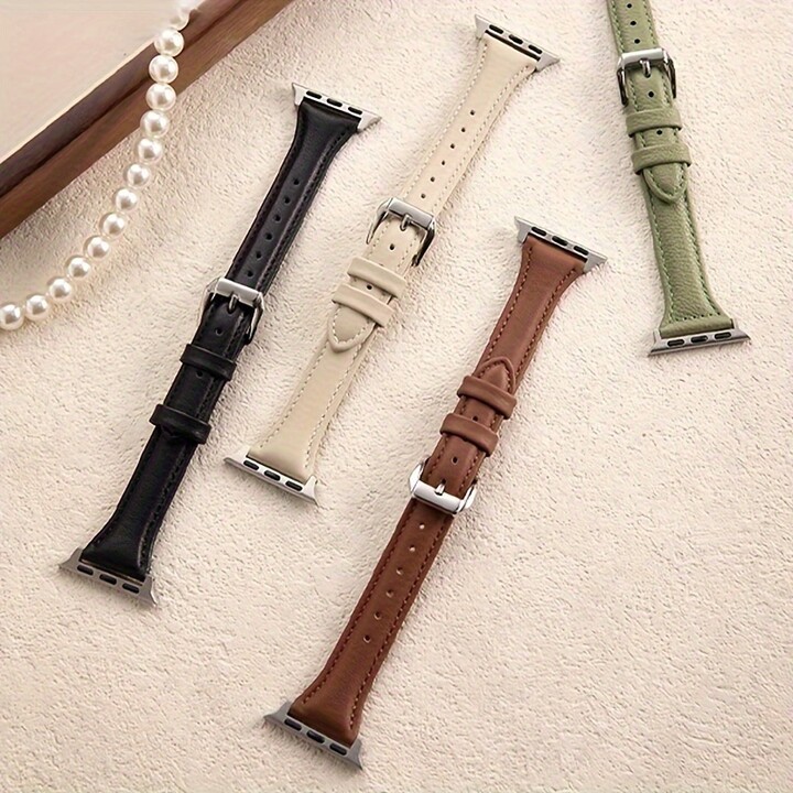 PEO Slim Leather Strap for Apple Watch Band 44mm 40mm 41mm 49mm 42 45 Mm Wrist Women Bracelet IWatch Serie 9 8 7 6 5 4 3 SE Ultra 2