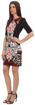 Thumbnail for your product : London Times Elbow Sleeve Scroll Print Sheath Dress