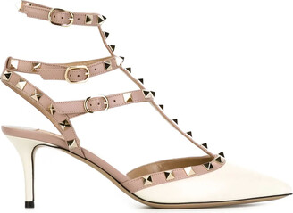 valentino white studded heels