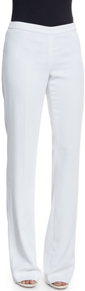 St. John Classic Cady Boot-Cut Pants, Bianco