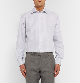 Dunhill Grey Slim-Fit Striped Cotton Shirt