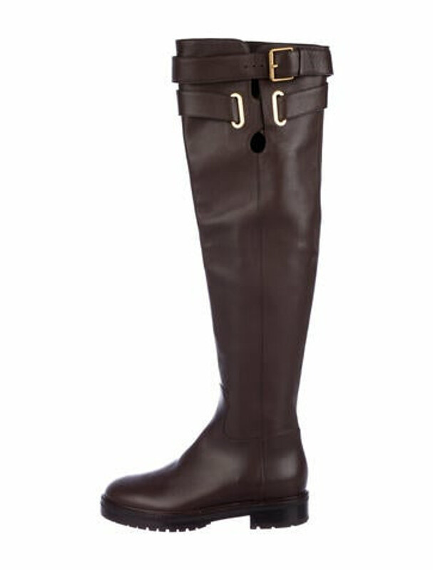 Valentino Leather Riding Boots Brown ShopStyle