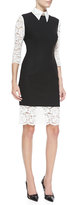 Thumbnail for your product : Nha Khanh Halley Lace & Crepe 3/4-Sleeve Shirtdress