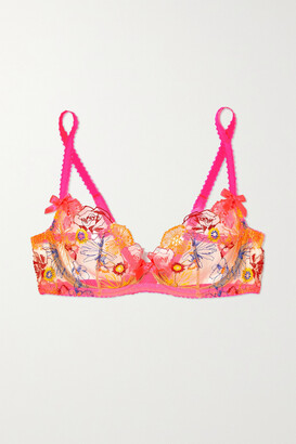 Agent Provocateur Zuri Satin-trimmed Embroidered Tulle Underwired Soft-cup  Bra - Pink - ShopStyle