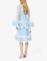 Thumbnail for your product : Huishan Zhang Coco feather-trimmed tulle midi dress