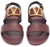Thumbnail for your product : Valentino V-logo Double-strap Leather Sandals - Womens - Burgundy