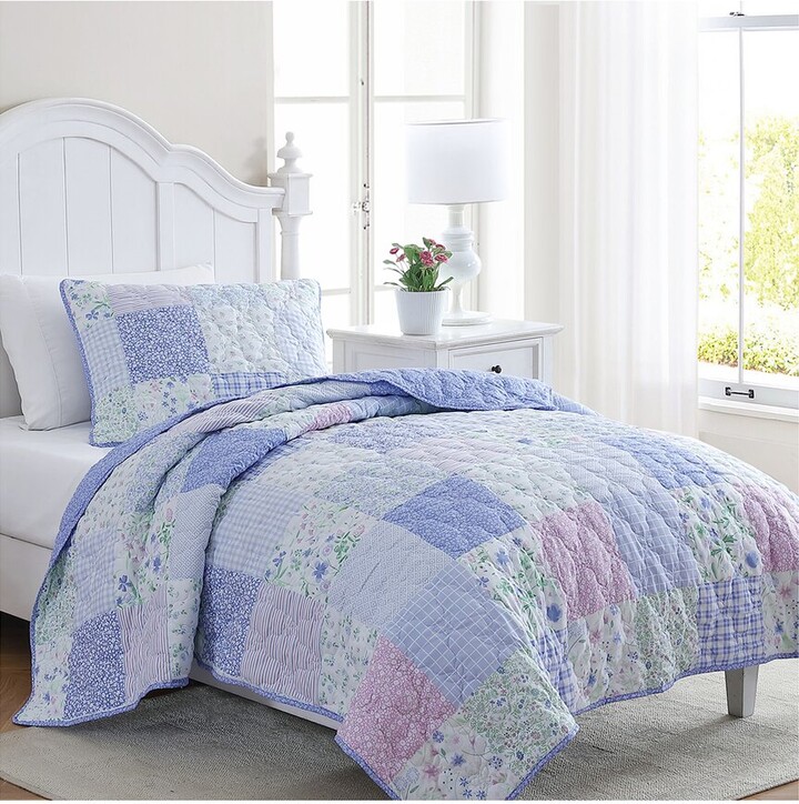 Laura Ashley Parker Patchwork Lightweight Reversible Quilt Set