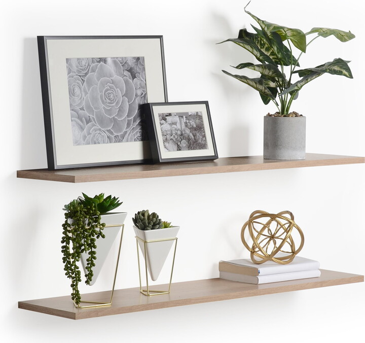 Delta Cycle & Home 2-Pack Floating Shelves, 36" x 10" x 0.5", Light Oak
