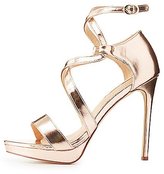 Thumbnail for your product : Charlotte Russe Metallic Caged Dress Sandals