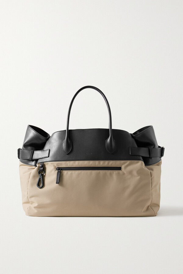The Row Margaux 17 Inside Out Buckled Leather-trimmed Canvas Tote
