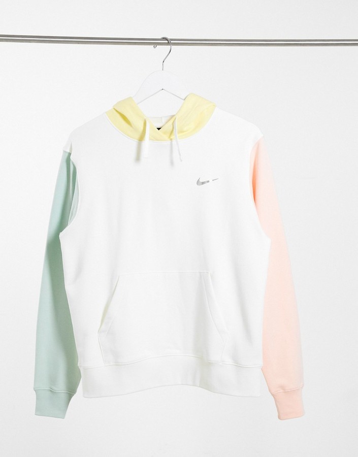 nike mini metallic swoosh oversized pastel colour block hoodie