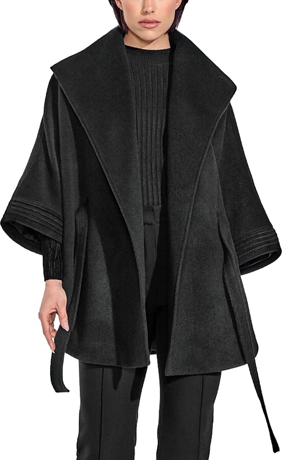 Sentaler Belted Shawl Collar Cape Coat