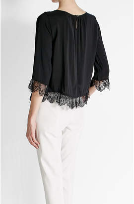 Velvet Blouse with Lace