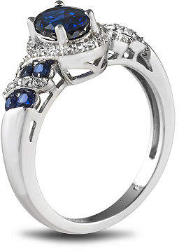 Fine Jewelry Lab-Created Blue and White Sterling Silver Ring No Color Family