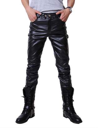 Idopy Men`s Night Club Party Metallic Faux Leather Pants 2XL