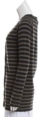 Brunello Cucinelli Striped Wool and Cashmere-Blend Cardigan olive Striped Wool and Cashmere-Blend Cardigan