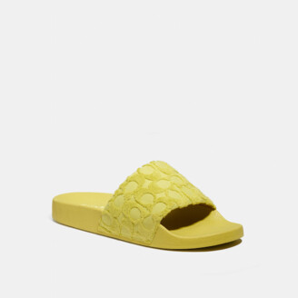 yellow coach sandals