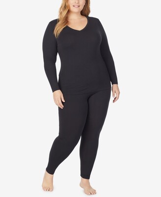 Cuddl Duds Plus Size Softwear with Stretch Long Sleeve V-neck Top -  ShopStyle