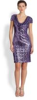 Thumbnail for your product : Badgley Mischka Cap-Sleeve Sequin Cocktail Dress