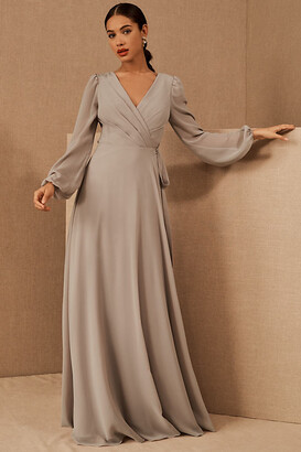 Jenny Yoo Idris Wrap Dress By in Grey Size 4