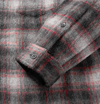 John Elliott Checked Wool-blend Flannel Shirt - Gray