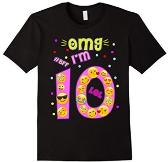 Men's Emoji Birthday Shirt For Girls OMG I'm 10 Ten BFF LOL XL