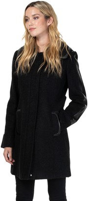 Nuage Boiled Wool Jacket with Faux Leather Trim
