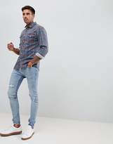 Thumbnail for your product : ASOS Design DESIGN skinny denim check shirt western in blue