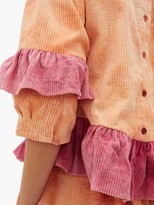 Thumbnail for your product : Story mfg. Alma Tie-dye Ruffled Cotton-corduroy Top - Pink