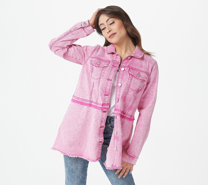 Logo by Lori Goldstein Button Front Denim Shirt Jacket