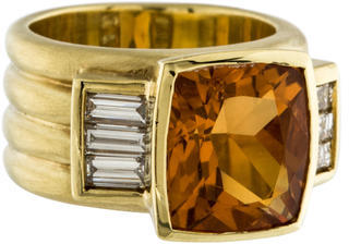 Doris Panos 18K Citrine & Diamond Ring