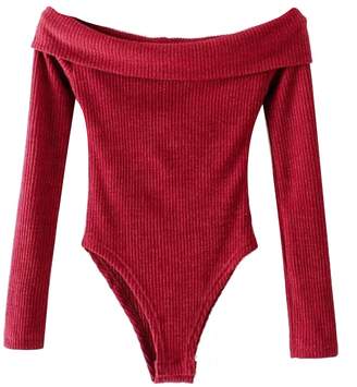Goodnight Macaroon 'Robyn' Ribbed Knit Off The Shoulder Bodysuit (3 Colors)